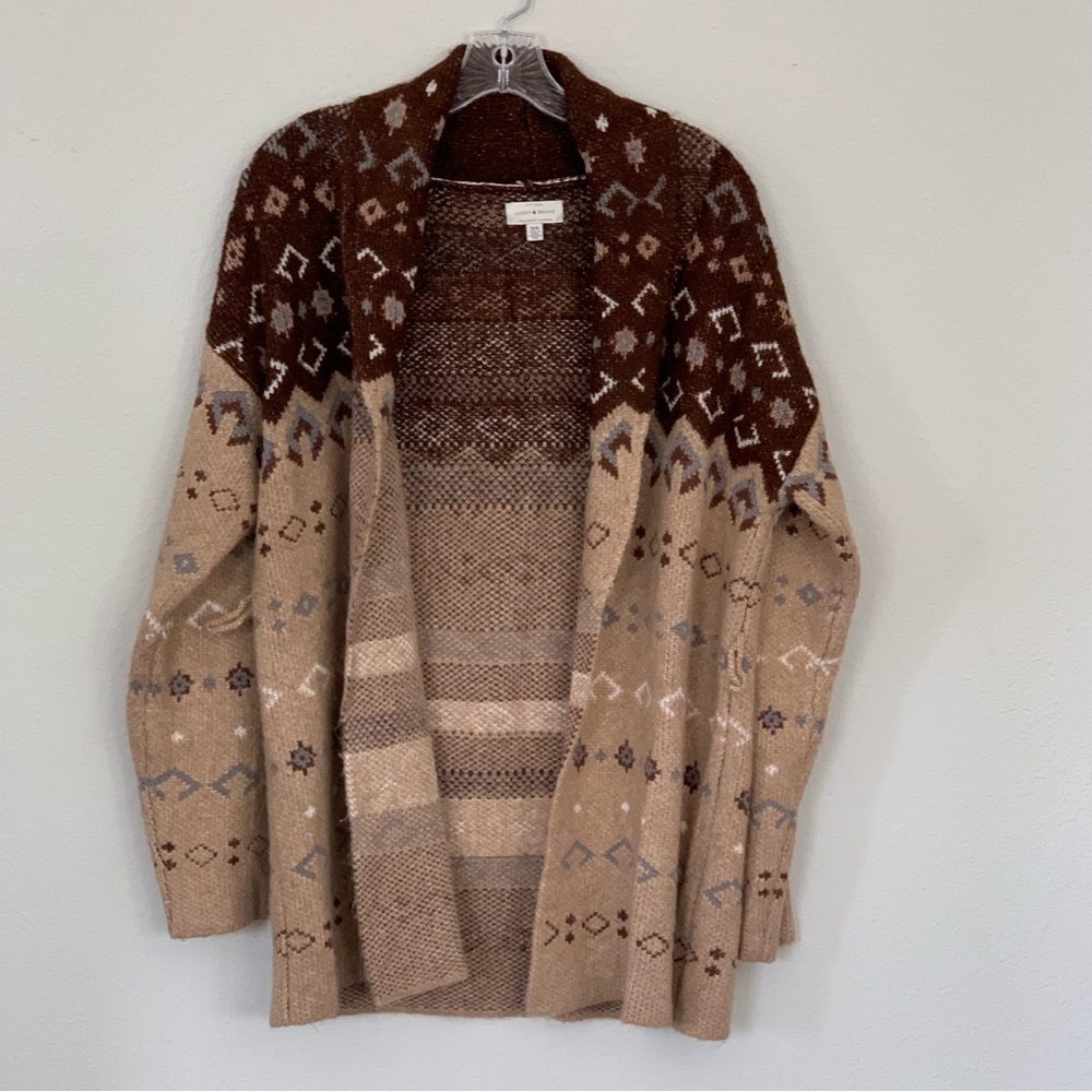 Lucky Brand Open Longline Cardigan Aztec Southwestern Print size Medium